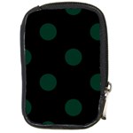 Polka Dots - Deep Green on Black Compact Camera Leather Case