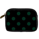 Polka Dots - Deep Green on Black Digital Camera Leather Case