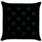 Polka Dots - Deep Green on Black Throw Pillow Case (Black)