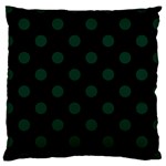 Polka Dots - Deep Green on Black Large Cushion Case (Two Sides)