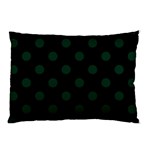 Polka Dots - Deep Green on Black Pillow Case (One Side)