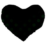 Polka Dots - Deep Green on Black Large 19  Premium Heart Shape Cushion