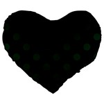 Polka Dots - Deep Green on Black Large 19  Premium Flano Heart Shape Cushion