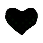 Polka Dots - Deep Green on Black Standard 16  Premium Heart Shape Cushion