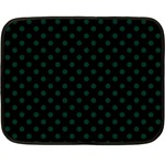 Polka Dots - Deep Green on Black Fleece Blanket (Mini)