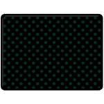 Polka Dots - Deep Green on Black Fleece Blanket (Large) (One Side)