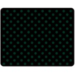 Polka Dots - Deep Green on Black Fleece Blanket (Medium) (One Side)