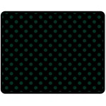 Polka Dots - Deep Green on Black Double Sided Fleece Blanket (Medium) (Two Sides)