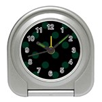 Polka Dots - Deep Green on Black Desk Alarm Clock