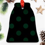 Polka Dots - Deep Green on Black Ornament (Bell)