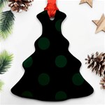 Polka Dots - Deep Green on Black Ornament (Christmas Tree)