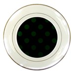 Polka Dots - Deep Green on Black Porcelain Plate