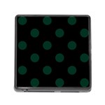 Polka Dots - Deep Green on Black Memory Card Reader (Square)