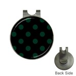 Polka Dots - Deep Green on Black Golf Ball Marker Hat Clip