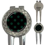 Polka Dots - Deep Green on Black 3-in-1 Golf Divot