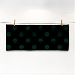 Polka Dots - Deep Green on Black Hand Towel