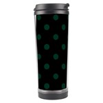 Polka Dots - Deep Green on Black Travel Tumbler