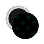 Polka Dots - Deep Green on Black 2.25  Magnet