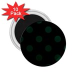 Polka Dots - Deep Green on Black 2.25  Magnet (10 pack)