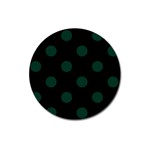 Polka Dots - Deep Green on Black Magnet 3  (Round)