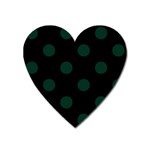 Polka Dots - Deep Green on Black Magnet (Heart)