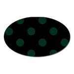 Polka Dots - Deep Green on Black Magnet (Oval)