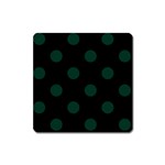 Polka Dots - Deep Green on Black Magnet (Square)