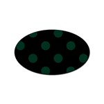 Polka Dots - Deep Green on Black Sticker Oval (100 pack)