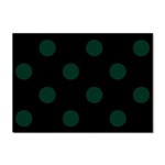 Polka Dots - Deep Green on Black Sticker A4 (100 pack)