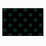 Polka Dots - Deep Green on Black Postcard 5  x 7 