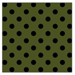 Polka Dots - Black on Army Green Large Satin Scarf (Square)