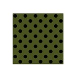 Polka Dots - Black on Army Green Satin Bandana Scarf