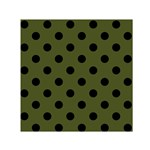 Polka Dots - Black on Army Green Small Satin Scarf  (Square)