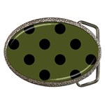 Polka Dots - Black on Army Green Belt Buckle