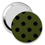 Polka Dots - Black on Army Green 3  Handbag Mirror