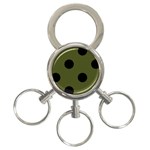 Polka Dots - Black on Army Green 3-Ring Key Chain