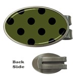 Polka Dots - Black on Army Green Money Clip (Oval)