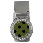 Polka Dots - Black on Army Green Money Clip (CZ)