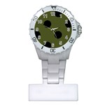 Polka Dots - Black on Army Green Nurses Watch