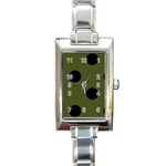 Polka Dots - Black on Army Green Rectangle Italian Charm Watch