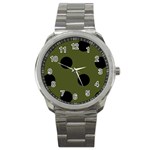 Polka Dots - Black on Army Green Sport Metal Watch