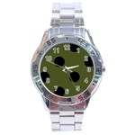 Polka Dots - Black on Army Green Stainless Steel Analogue Watch