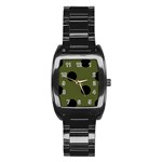 Polka Dots - Black on Army Green Stainless Steel Barrel Watch