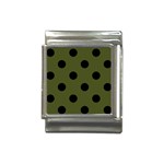 Polka Dots - Black on Army Green Italian Charm (13mm)