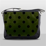 Polka Dots - Black on Army Green Messenger Bag