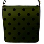Polka Dots - Black on Army Green Flap Closure Messenger Bag (S)
