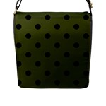 Polka Dots - Black on Army Green Flap Closure Messenger Bag (L)
