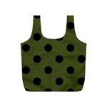 Polka Dots - Black on Army Green Full Print Recycle Bag (S)