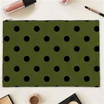 Polka Dots - Black on Army Green Cosmetic Bag (XXL)