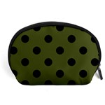 Polka Dots - Black on Army Green Accessory Pouch (Large)